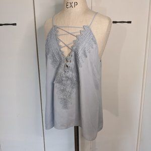 WAYF Light blue, lace front tank top, XL
